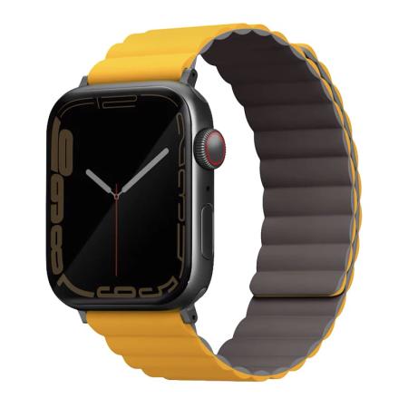 Ремешок для Apple Watch 42/44/45/49 mm UNIQ Revix Reversible Magnetic (45MM-REVMUSKAK) Желтый/Серый