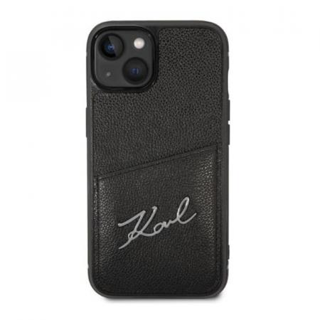 Чехол для iPhone 14 Karl Lagerfeld PU with Cardslot Signature logo Hard (KLHCP14SCSSK) Черный