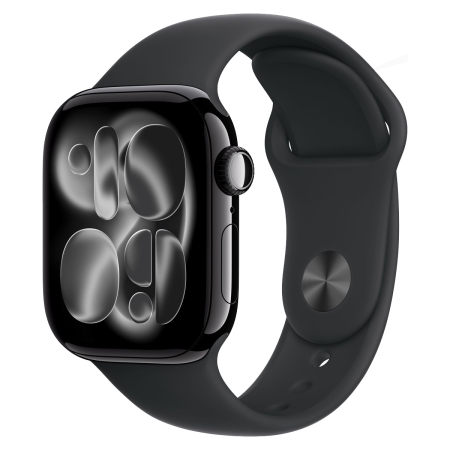 Apple Watch Series 11, 46 мм корпус из алюминия цвета «Jet Black», ремешок Sport Band размера S/M цвета «Black»
