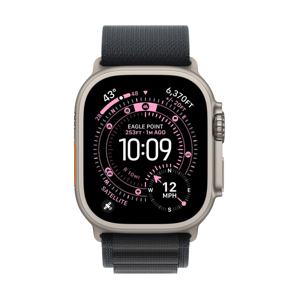 Apple Watch Ultra 3 (2025), 49 мм корпус из титана цвета «Natural», ремешок Alpine Loop размера S цвета «Black»