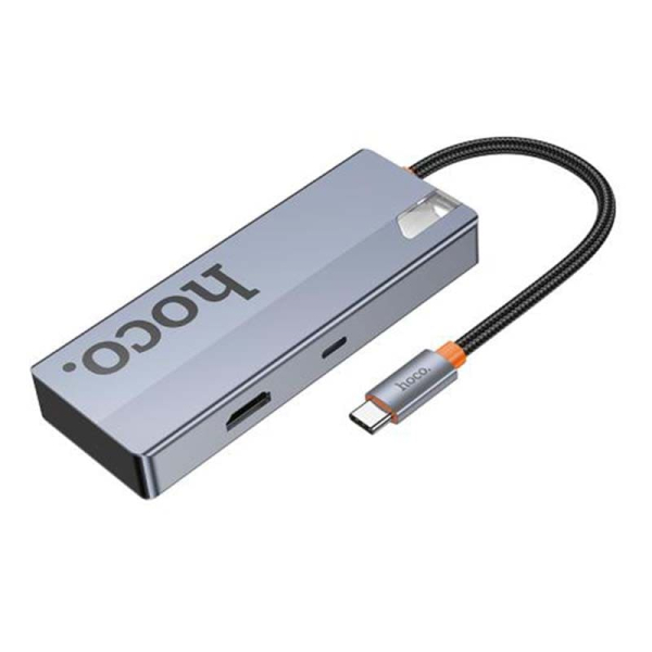 Хаб hoco. 5в1 (HDTV+PD+USB3.0*3) (HB50) Тёмно-серый