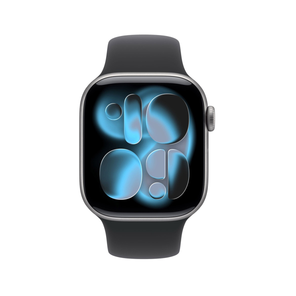 Apple Watch Series 11, 42 мм корпус из алюминия цвета «Space Gray», ремешок Sport Band размера S/M цвета «Black»