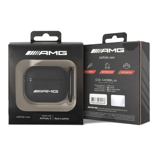 Чехол AMG для Airpods 3 Genuine leather with stamped logo (AMA3SLWK) Черный