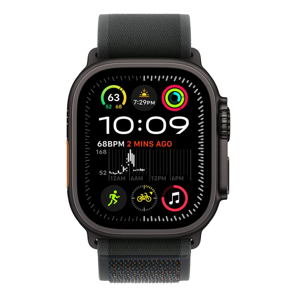Apple Watch Ultra 2 (2024), 49 мм корпус из титана цвета «Black», ремешок Trail Loop размера M/L цвета «Black»