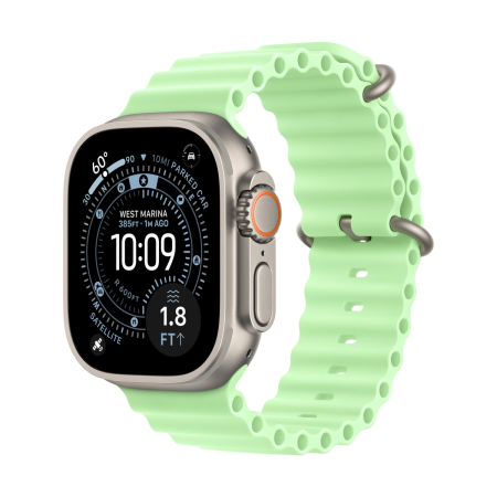 Apple Watch Ultra 3 (2025), 49 мм корпус из титана цвета «Natural», ремешок Ocean Band цвета «Neon Green»